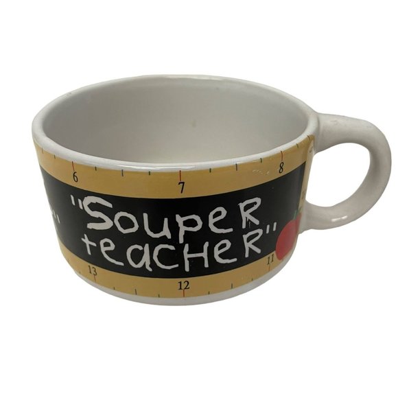 "Souper Teacher" Cup Mug Bowl Soup Coffee Tea Gift Cup 14oz Multicolor Ceramic - Picture 5 of 5